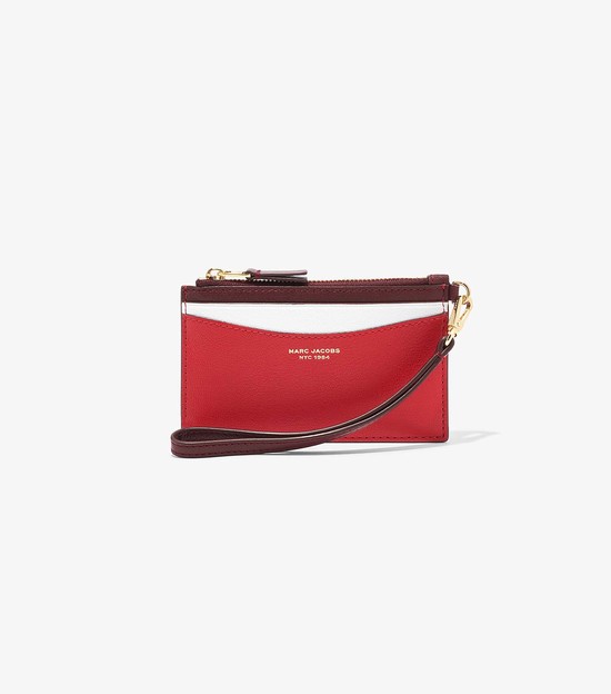 Małe Portfele Damskie Marc Jacobs Slim 84 Colorblock Top Zip Wristlet Czerwone | 20PCBNMXU