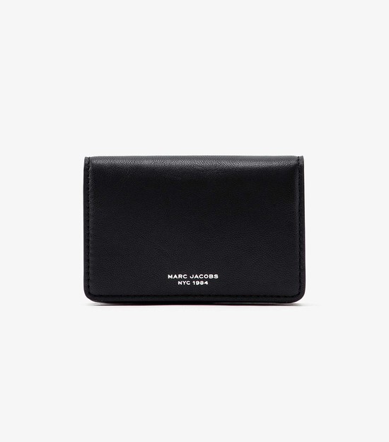 Małe Portfele Damskie Marc Jacobs Slim 84 Flap Card Case Czarne | 45FRPNHDJ