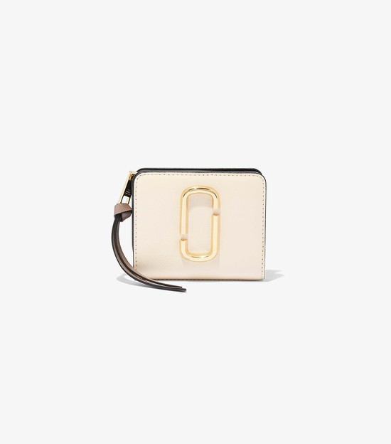 Małe Portfele Damskie Marc Jacobs Snapshot Mini Compact Czarne Białe | 92SLEADHO