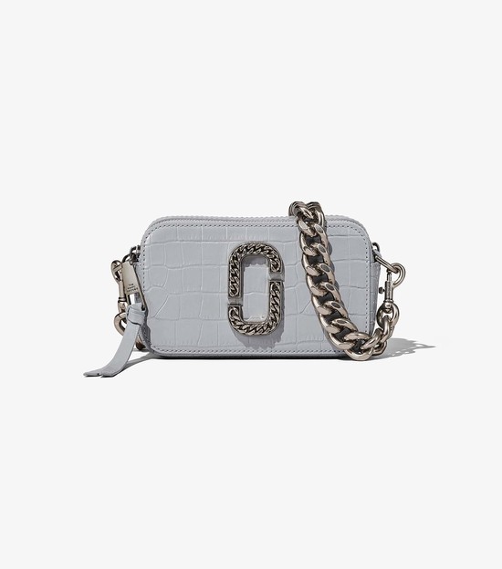 Torba Crossbody Damskie Marc Jacobs Croc-Embossed Snapshot Szare | 46HLZMYKA