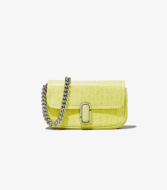 Torby Przez Ramię Damskie Marc Jacobs Croc-Embossed J Marc Mini Zielone | 38KBVIRAZ