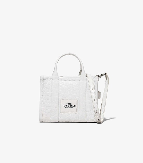 Torby Tote Damskie Marc Jacobs Croc-Embossed Mini Białe | 80RTQPWIA