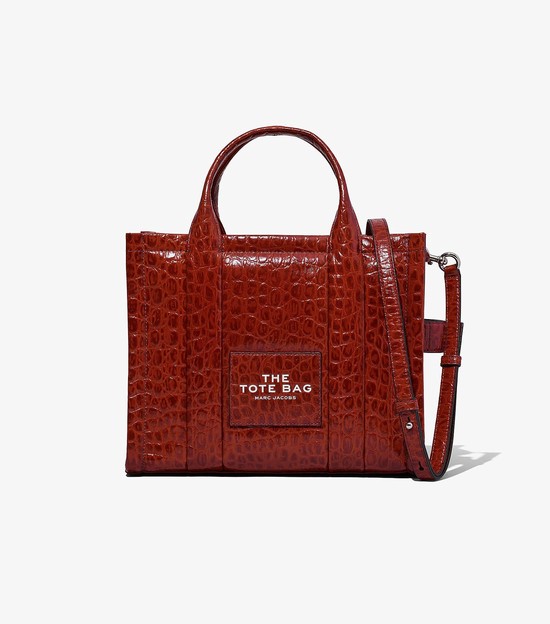 Torby Tote Damskie Marc Jacobs Croc-Embossed Medium Czerwone | 90ZKPYXDL