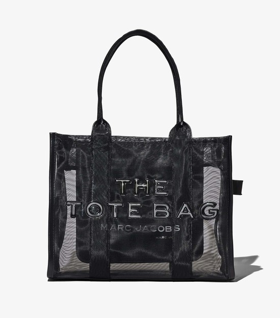 Torby Tote Damskie Marc Jacobs Mesh Large Czarne | 75ITMJSFO