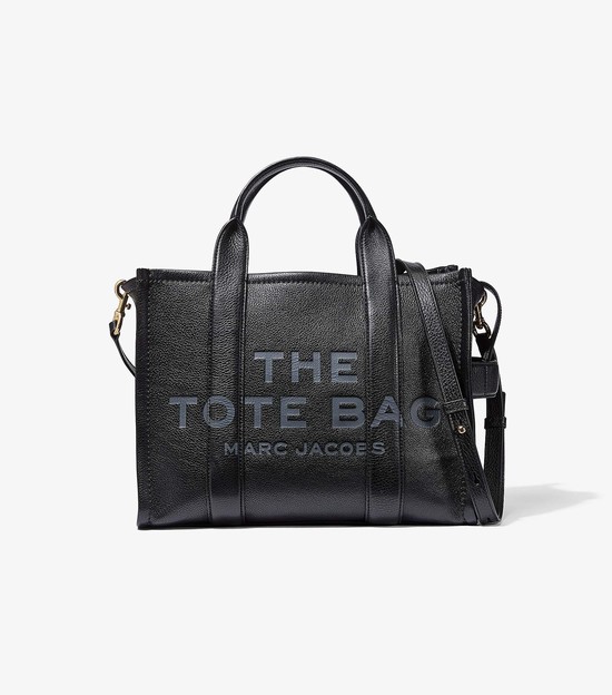 Torby Tote Damskie Marc Jacobs Skórzane Medium Czarne | 01XHYOMTL