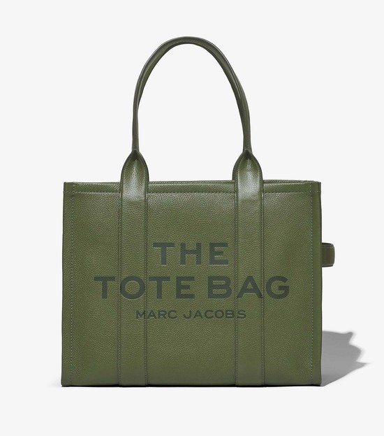 Torby Tote Damskie Marc Jacobs Skórzane Large Zielone | 24DJLBNWM