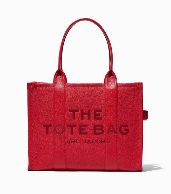 Torby Tote Damskie Marc Jacobs Skórzane Large Czerwone | 35PWCDEXZ