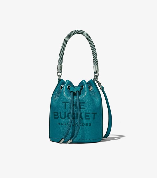 Torebka Bucket Bag Damskie Marc Jacobs Skórzane Niebieskie | 48IVJWSAN