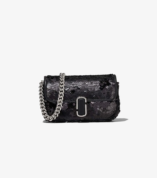 Torebki Małe Damskie Marc Jacobs Sequin J Marc Czarne | 13IPKQRCF